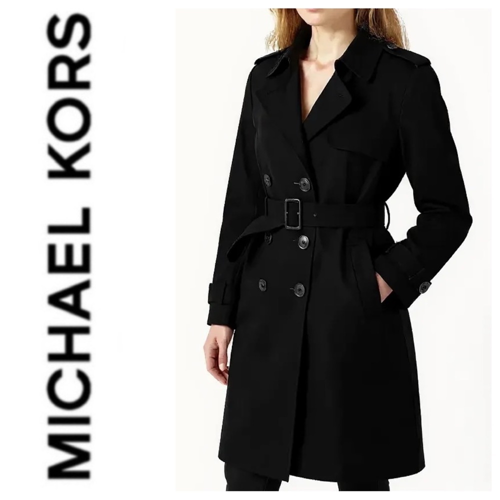 Michael Kors Black All Weather Trench Coat Size Large